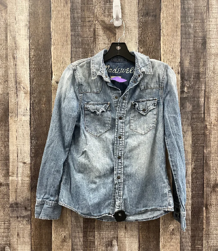 Overstock Sale Top Long Sleeve By Madewell In Blue Denim, Size: S
