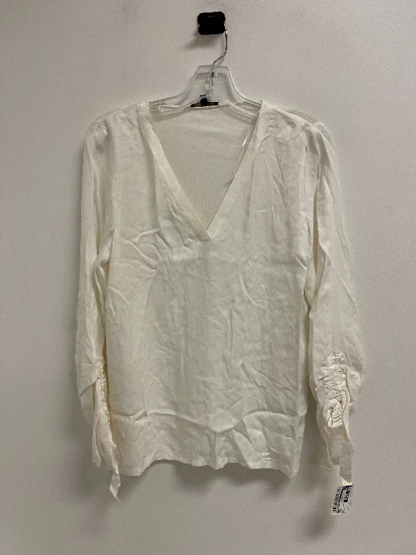 Limited Availability Top Long Sleeve By Massimo Dutti In White, Size: S