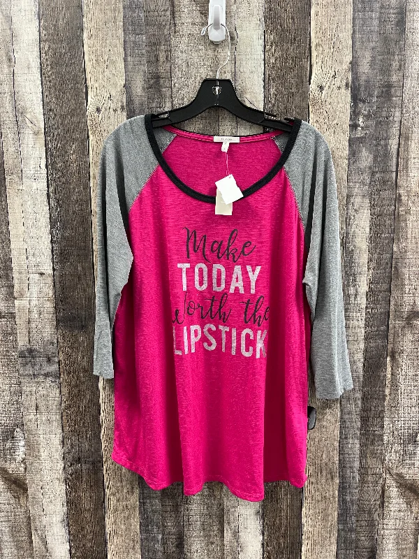 Unmissable Offer Top Long Sleeve By Maurices In Pink, Size: 1X