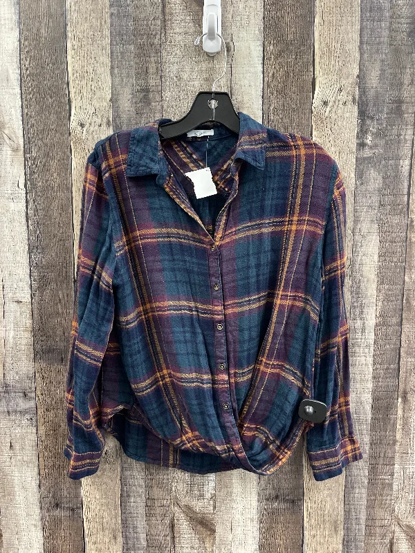 New Markdowns Top Long Sleeve By Maurices In Plaid Pattern, Size: Xs