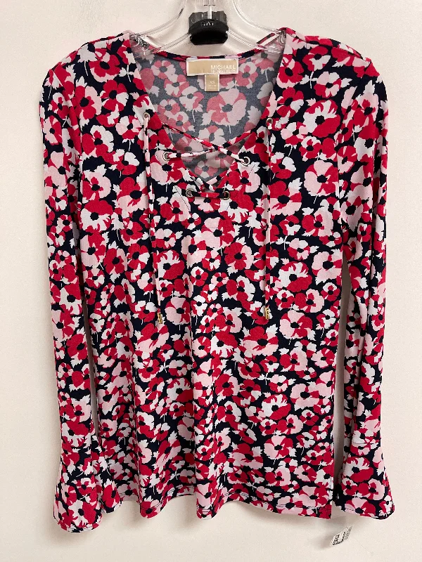 Price Buster Top Long Sleeve By Michael By Michael Kors In Blue Red & White, Size: Xs