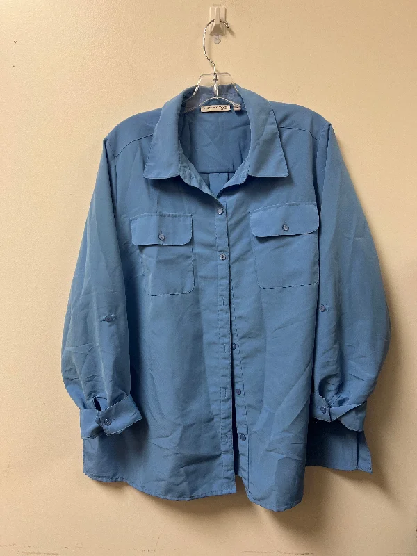 Final Clearance Top Long Sleeve By Notations In Blue, Size: 2x