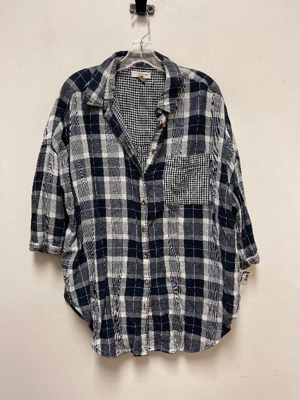 Buy Now Top Long Sleeve By Pilcro In Blue & White, Size: L