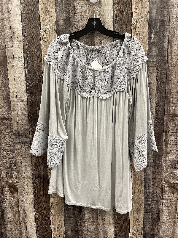 Huge Discounts Top Long Sleeve By Pol In Silver, Size: M