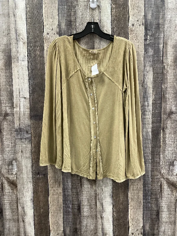 Best Bargains Top Long Sleeve By Pol In Taupe, Size: M