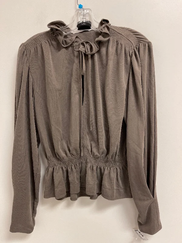 Deal Alert Top Long Sleeve By Rebecca Taylor In Brown, Size: M
