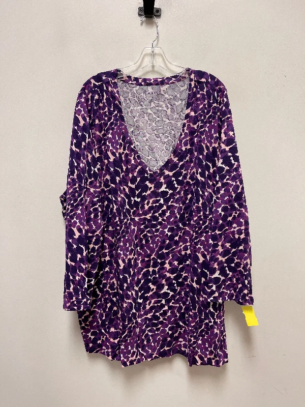 Discount Mania Top Long Sleeve By Roamans In Purple, Size: 3x