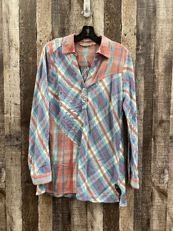 Can't Miss Top Long Sleeve By Soft Surroundings In Plaid Pattern, Size: M