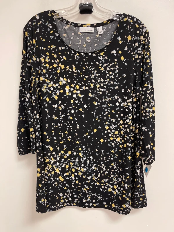 YEAR-End Clearance Top Long Sleeve By Susan Graver In Black & Yellow, Size: M