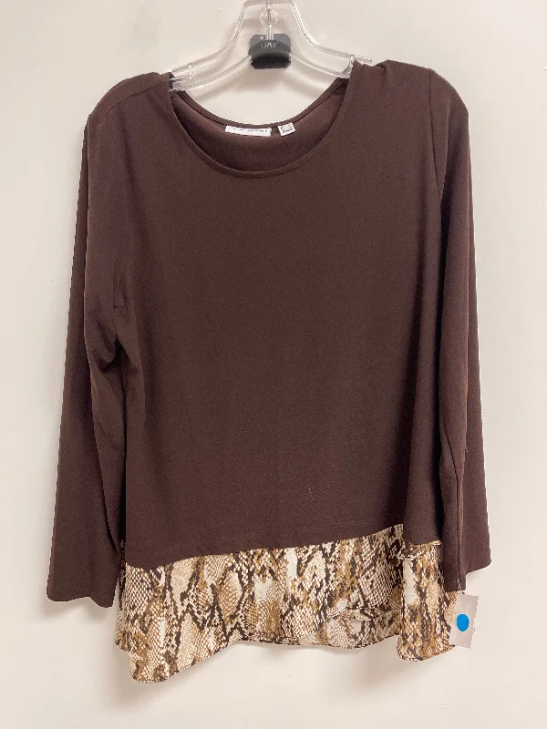 Super Sale Top Long Sleeve By Susan Graver In Brown, Size: M