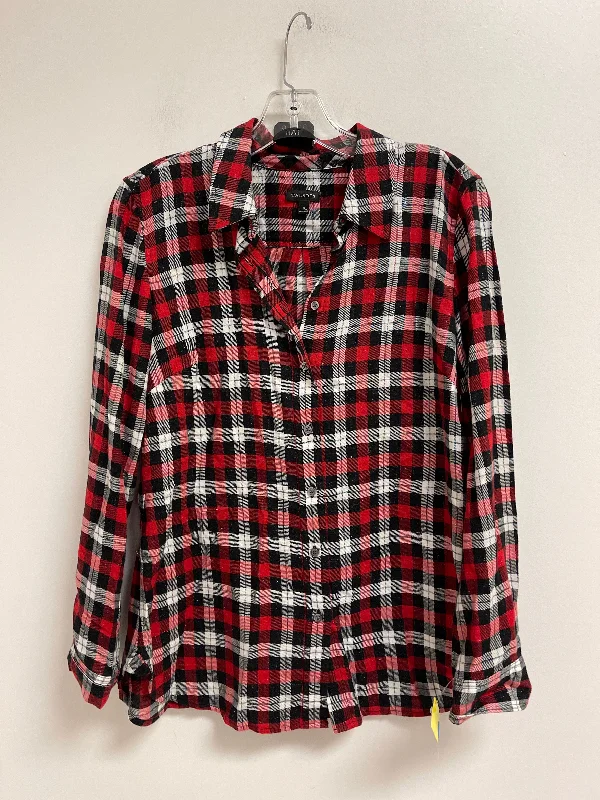 Overstock Top Long Sleeve By Talbots In Black & Red, Size: S