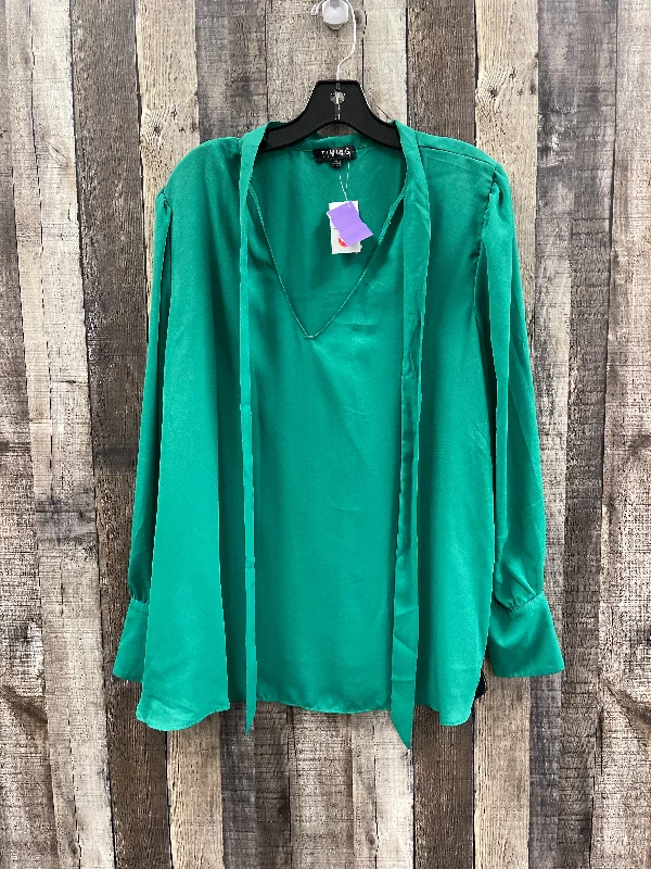Super Sale Top Long Sleeve By Timing In Green, Size: 1x