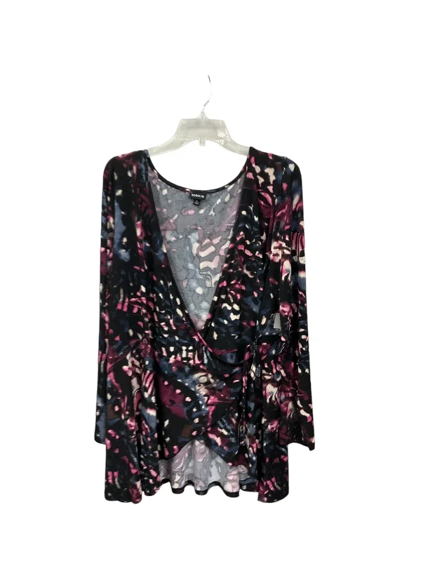 Act Now Top Long Sleeve By Torrid In Black & Pink, Size: 4x