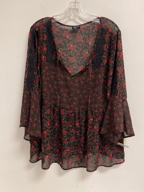 Take Advantage Top Long Sleeve By Torrid In Black & Red, Size: 2x