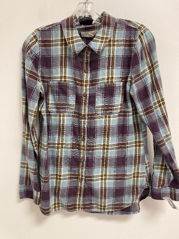 Limited Time Offer Top Long Sleeve By Treasure And Bond In Blue & Purple, Size: Xs