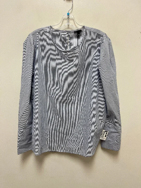 Low Prices Top Long Sleeve By Who What Wear In Blue & White, Size: 2x
