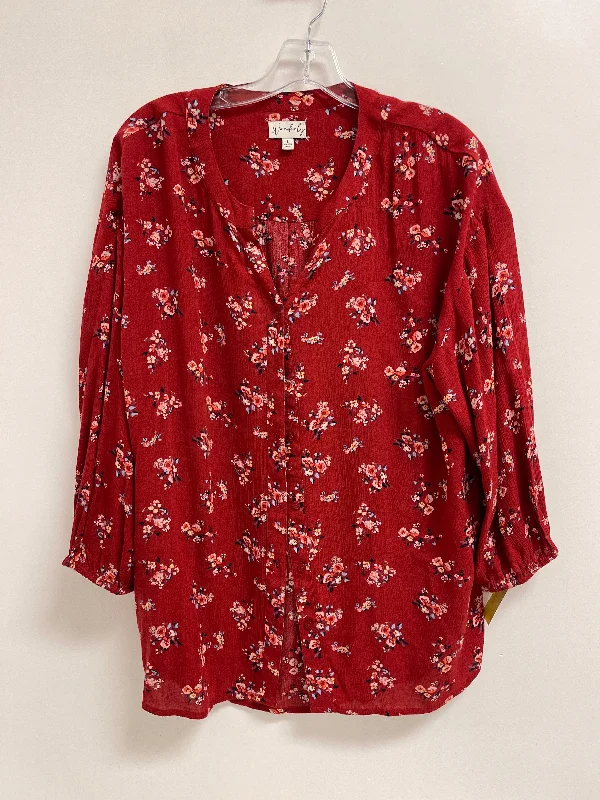 Exclusive Deal Top Long Sleeve By Wonderly In Red, Size: L