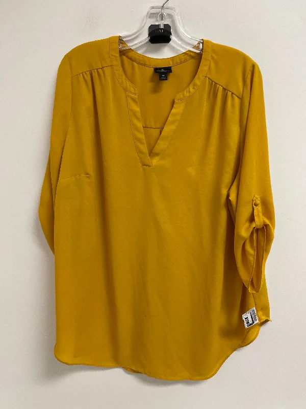 New Deals Top Long Sleeve By Worthington In Yellow, Size: 1x