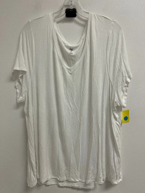 Last Chance Top Short Sleeve Basic By Dip In White, Size: 3x