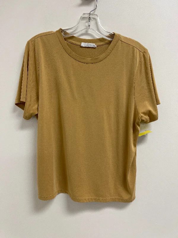Stock Clearance Top Short Sleeve Basic By Double Zero In Brown, Size: M