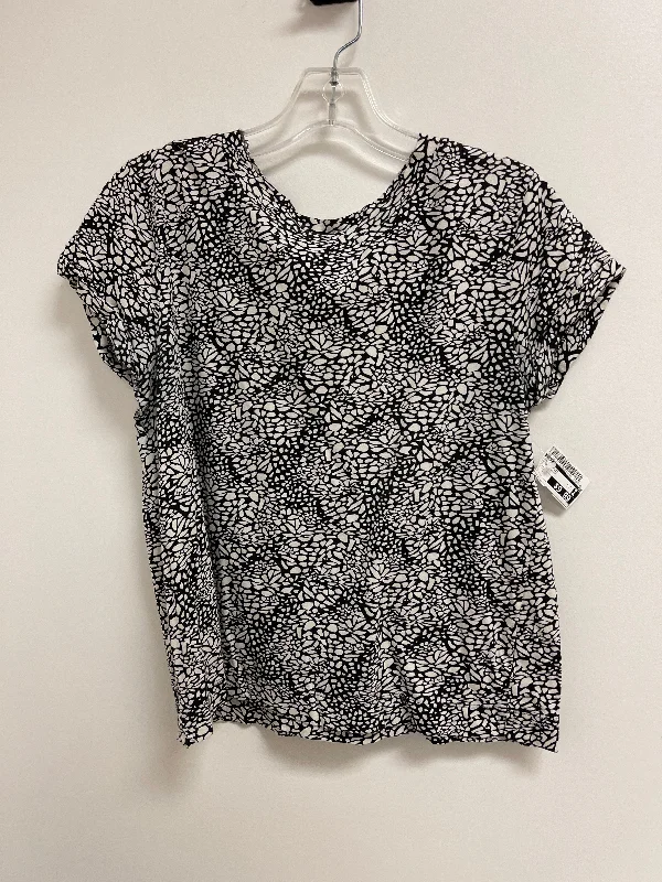 Great Deals Top Short Sleeve Basic By Loft In Black & Cream, Size: S