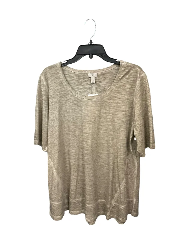 Savings Galore Top Short Sleeve Basic By Logo In Tan, Size: L