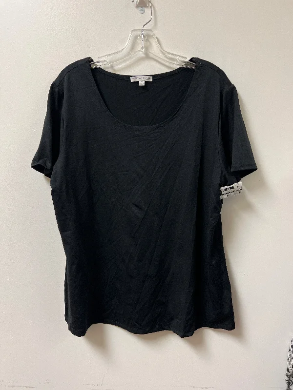 Bargain Prices Top Short Sleeve Basic By Notations In Black, Size: 2x