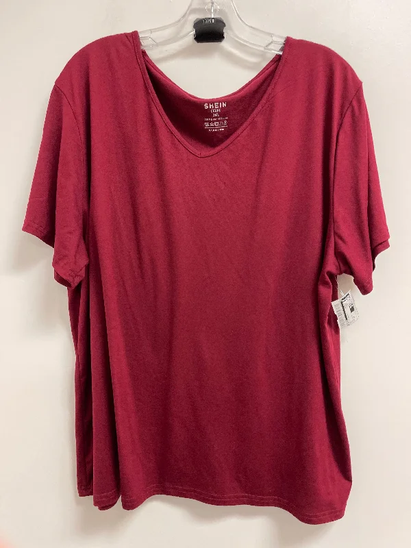 Early Bird Discount Top Short Sleeve Basic By Shein In Red, Size: 3x