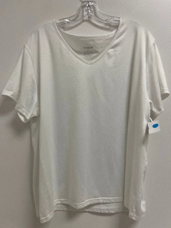 Exclusive Online Offer Top Short Sleeve Basic By Shein In White, Size: 3x
