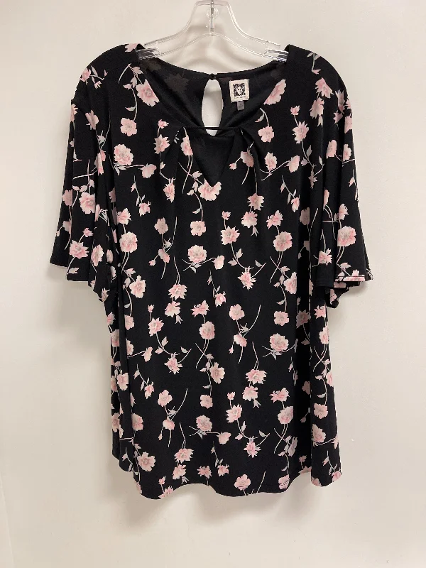 Super Deal Top Short Sleeve By Anne Klein In Black, Size: 3x