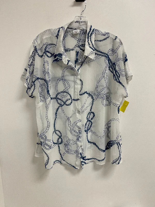 Shop and Save Top Short Sleeve By Cabi In Blue & White, Size: Xl