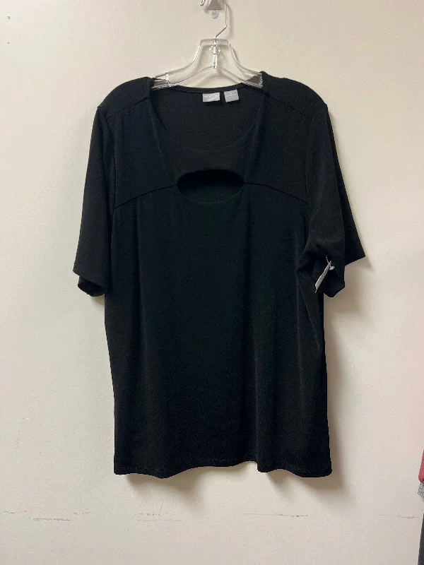 Don’t Miss Out Top Short Sleeve By Chicos In Black, Size: 2x
