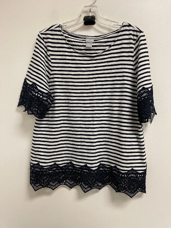 Big Discounts Top Short Sleeve By Chicos In Navy, Size: L