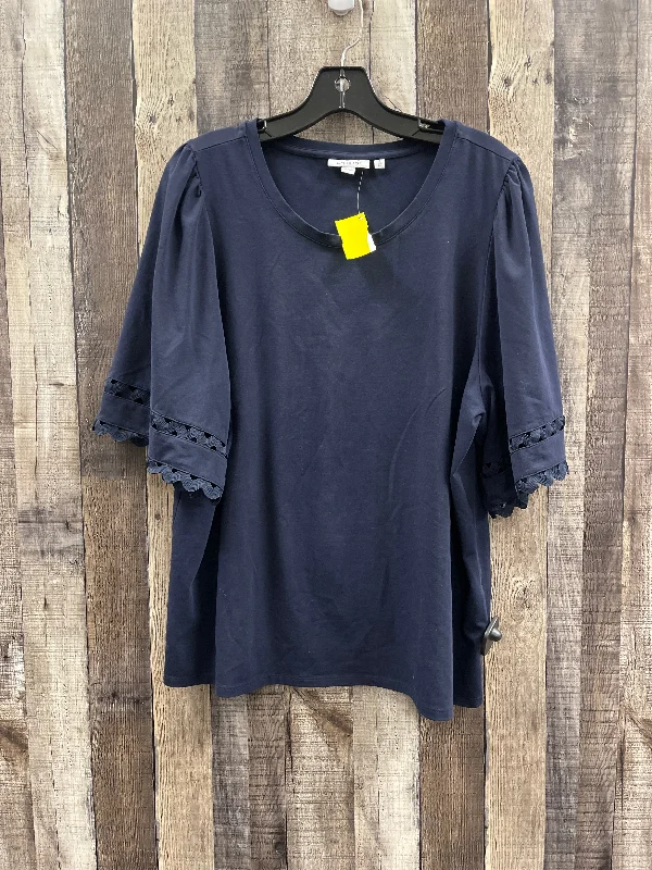 New Deals Top Short Sleeve By Chicos In Navy, Size: Xl