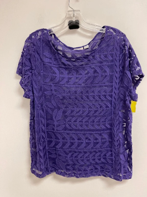 Markdown Madness Top Short Sleeve By Chicos In Purple, Size: Xl