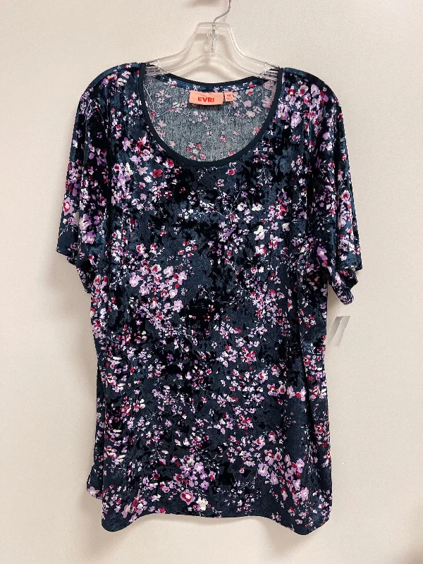 Daily Specials Top Short Sleeve By Evri In Navy, Size: 2x