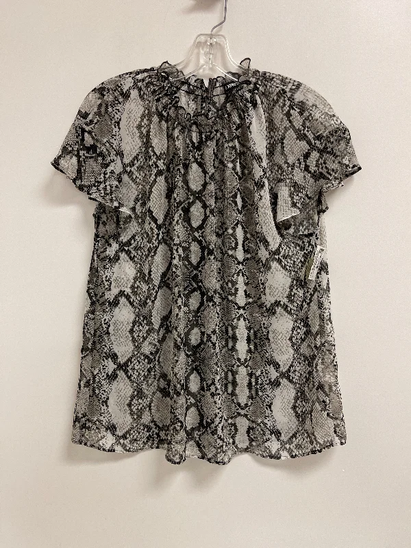 Price Reduction Top Short Sleeve By Express In Snakeskin Print, Size: L