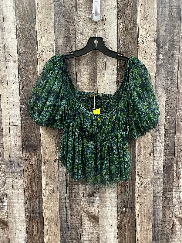 Huge Discounts Top Short Sleeve By Free People In Blue & Green, Size: S