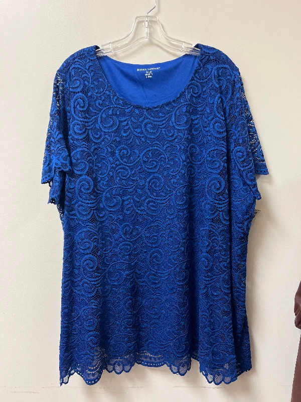 Exclusive Deal Top Short Sleeve By Jessica London In Blue, Size: 4x