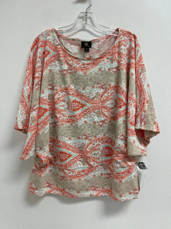 Value Deals Top Short Sleeve By Jm Collections In Cream & Orange, Size: 2x