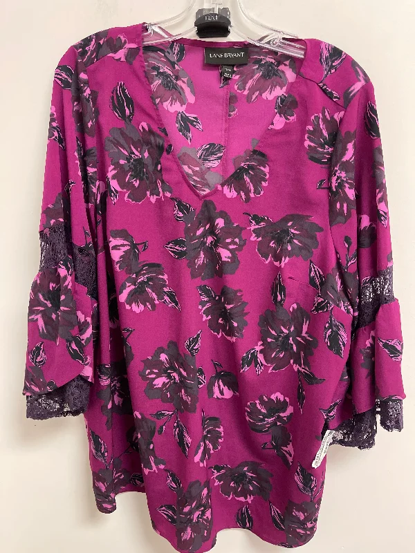 Big Discounts Top Short Sleeve By Lane Bryant In Purple, Size: 1x