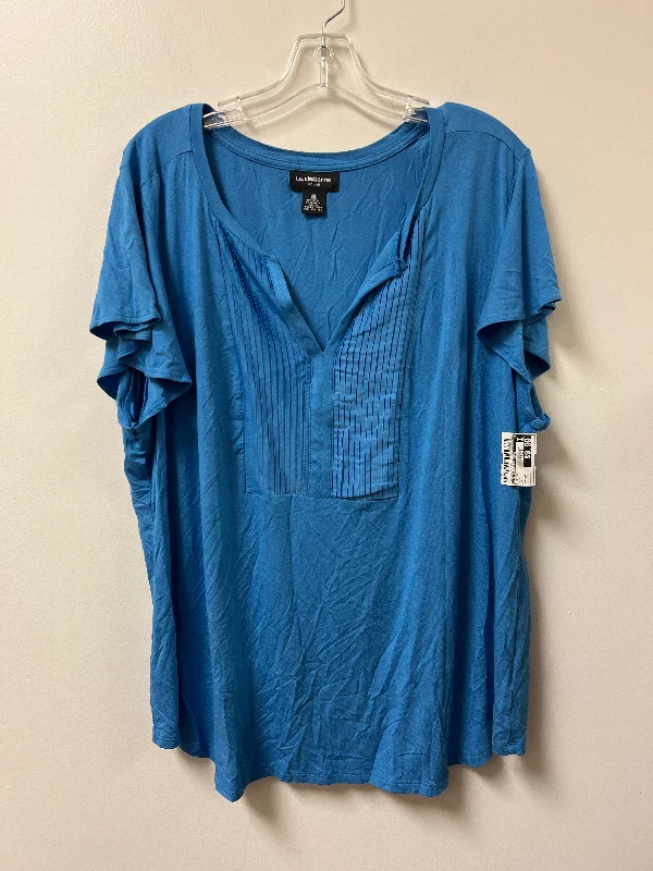 Deal Mania Top Short Sleeve By Liz Claiborne In Blue, Size: 2x