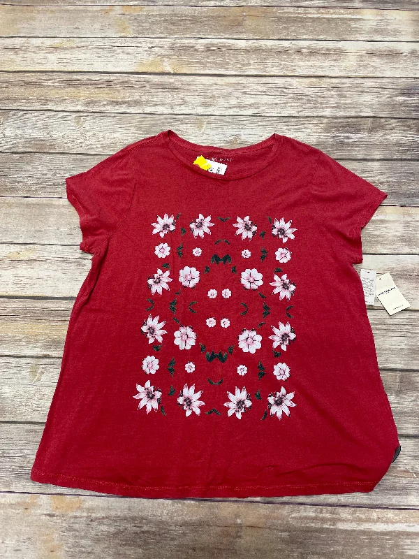 Anniversary Sale Top Short Sleeve By Lucky Brand In Red, Size: 1x