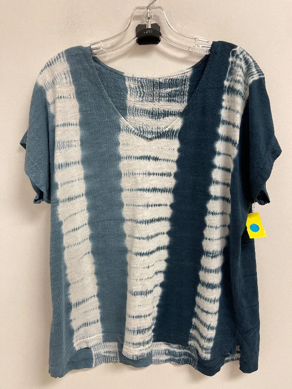 Price Meltdown Top Short Sleeve By Pure Jill In Blue & White, Size: M