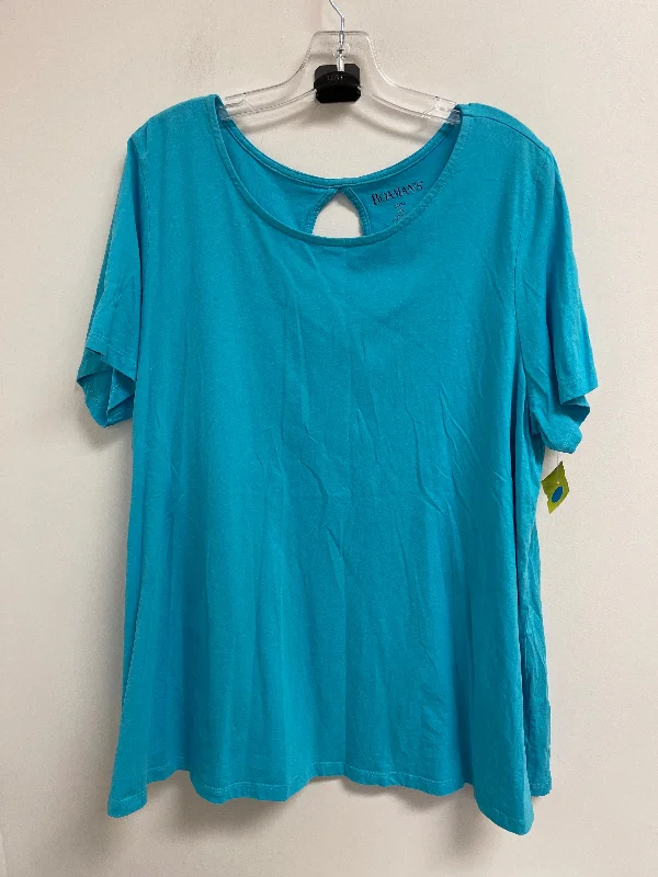 Limited Availability Top Short Sleeve By Roamans In Blue, Size: 1x
