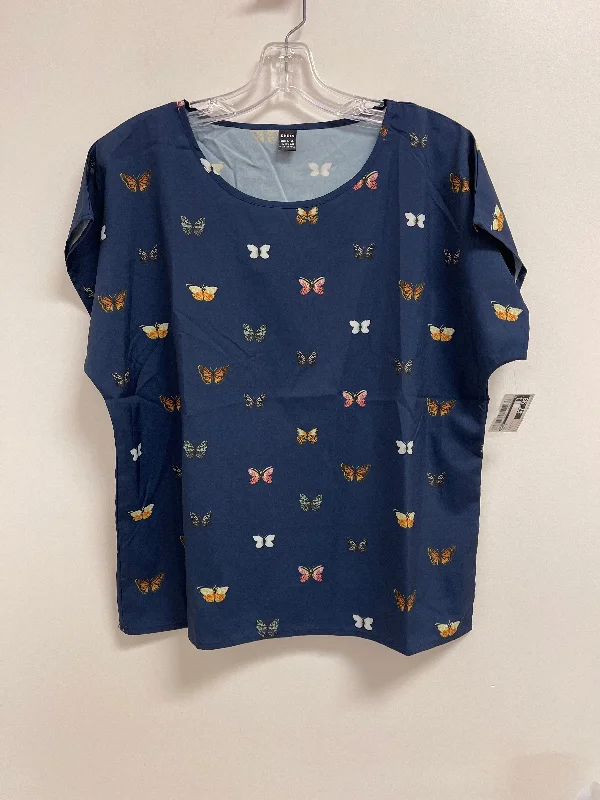 Steals and Deals Top Short Sleeve By Shein In Navy, Size: L