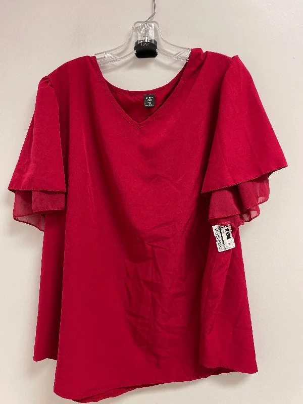 Special Offer Top Short Sleeve By Shein In Red, Size: 3x