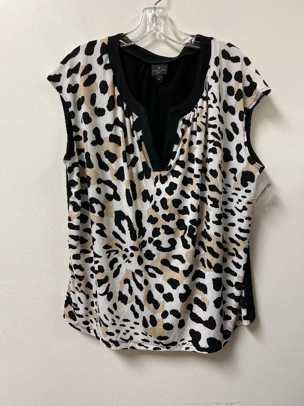 Discount Days Top Short Sleeve By Worthington In Black & Cream, Size: 2x