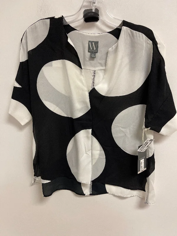 Daily Deals Top Short Sleeve By Worthington In Black & White, Size: Xs