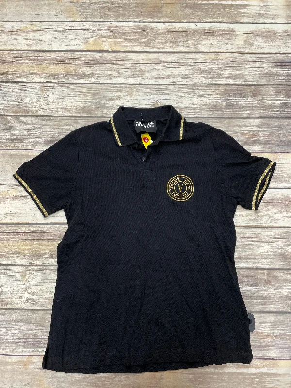 Price Drop Top Short Sleeve Luxury Designer By Versace In Black, Size: L